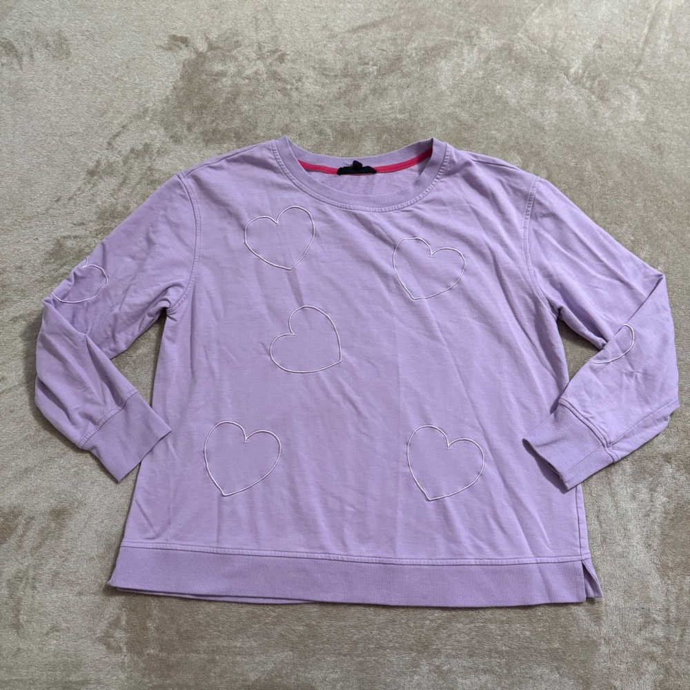 Jane + Delancey Lavender Embroidered Heart Sweatshirt Womens Large Purple L